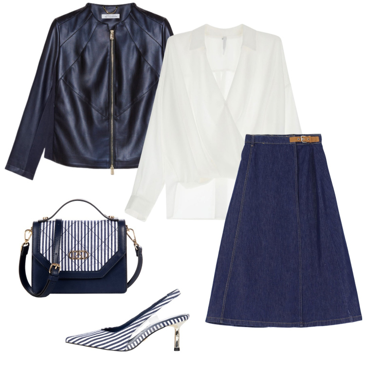 Outfit donna - Total look #2114221. Abbinamento con borse a mano, décolleté, gonne lunghe, bluse, blazer.