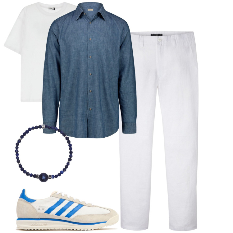 Outfit uomo - City. Stile Urban per Tutti i giorni. Abbinamento con pantaloni, braccialetti, t-shirt, sneakers, camicie.