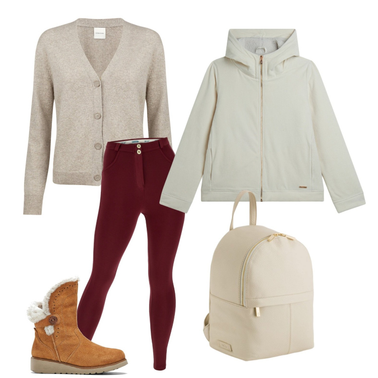 Outfit donna - In alta cuota. Stile Minimal per Tutti i giorni. Abbinamento con stivali, pantaloni skinny, blazer, cardigans, zaini.