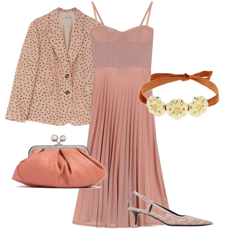 Outfit donna - Una collana per la cerimonia @susystyle. Stile Chic per Cerimonia. Abbinamento con vestiti midi/longuette, blazer, collane, pochette, décolleté.