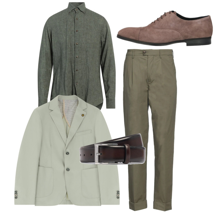 Outfit uomo - Cerimonia. Stile Casual per Tutti i giorni. Abbinamento con camicie, pantaloni, scarpe stringate, giacche, cinture.