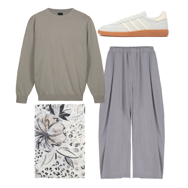 Outfit uomo - Total look. Stile Casual per Tutti i giorni. Abbinamento con pantaloni, sciarpe e foulard, maglieria, sneakers.