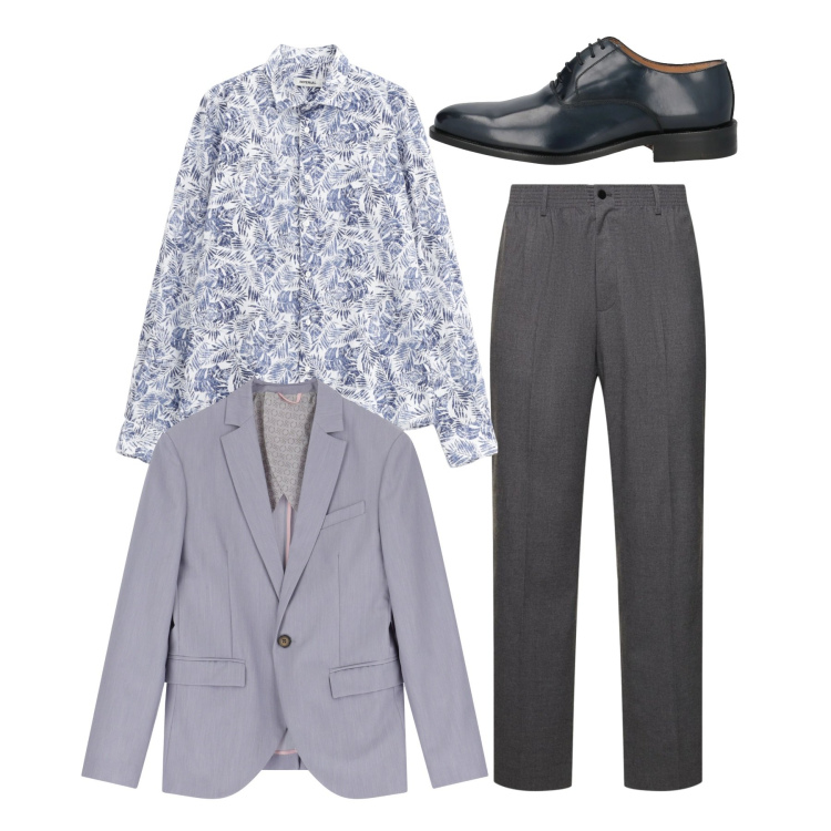 Outfit uomo - Look elegante. Stile Business/Elegante per Cerimonia. Abbinamento con scarpe stringate, giacche, camicie, pantaloni.