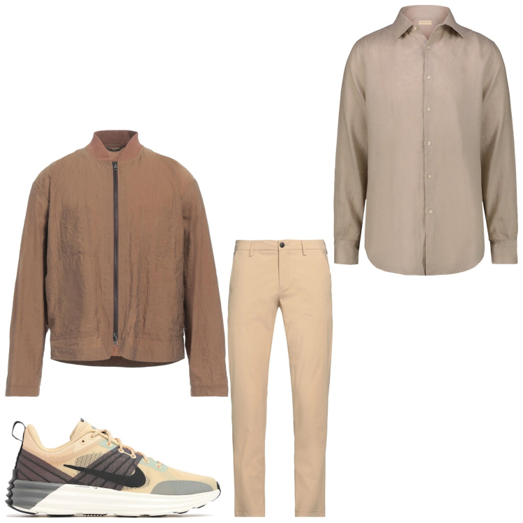 Outfit uomo - Caffè. Stile Business/Elegante per Ufficio. Abbinamento con giacche, pantaloni chino, camicie, sneakers.