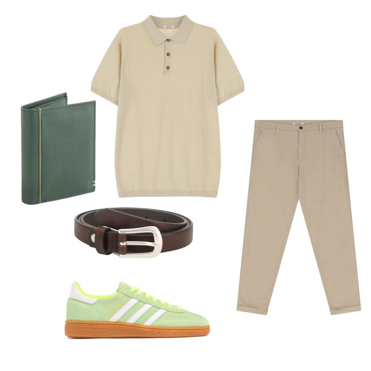 Outfit uomo - Uomo free style. Stile Casual per Tutti i giorni. Abbinamento con cinture, pantaloni chino, polo, sneakers, portafogli.
