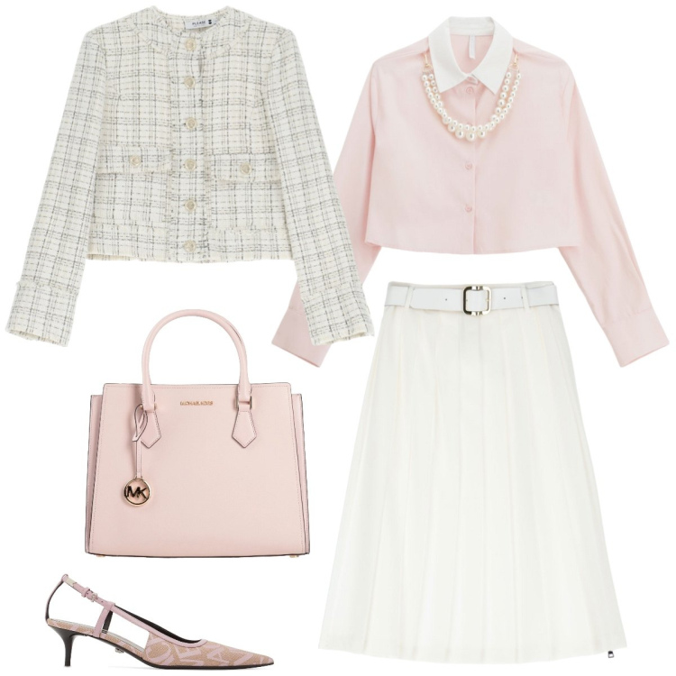 Outfit donna - Total look #2114794. Stile Bon Ton per Tutti i giorni. Abbinamento con borse a mano, blazer, camicie, gonne longuette, décolleté.