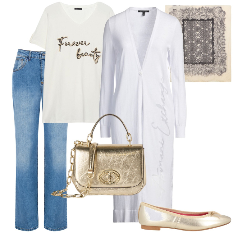 Outfit donna - Lo spolverino lungo. Stile Bon Ton per Tutti i giorni. Abbinamento con cardigans, ballerine, jeans, t-shirt, borse a tracolla, sciarpe.