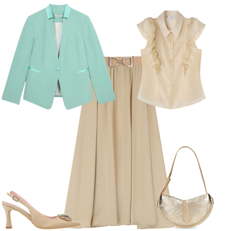 Outfit donna - Cerimonia evento serata speciale. Stile Chic per Serata fuori. Abbinamento con décolleté, cinture, gonne lunghe, blazer, borse a spalla, camicie.