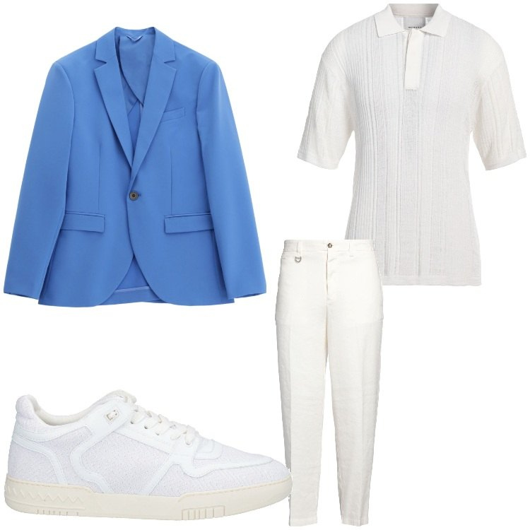Outfit uomo - I colori del cielo. Stile Business/Elegante per Serata speciale. Abbinamento con sneakers, pantaloni chino, pullovers, giacche.