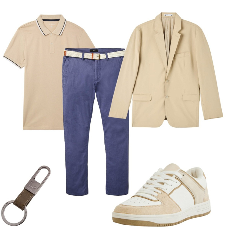 Outfit uomo - Casual con stile. Stile Casual per Tutti i giorni. Abbinamento con pantaloni chino, giacche, sneakers, polo, portachiavi.