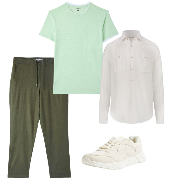 Outfit uomo - Total look. Stile Casual per Tutti i giorni. Abbinamento con sneakers, pantaloni, t-shirt, camicie.