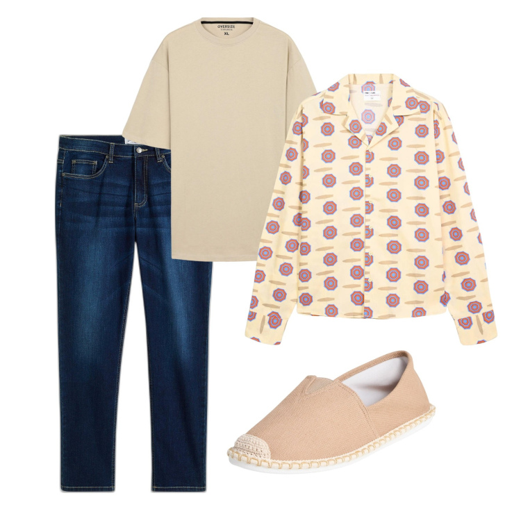 Outfit uomo - Total look. Stile Casual per Tutti i giorni. Abbinamento con jeans, espadrillas, camicie, t-shirt.