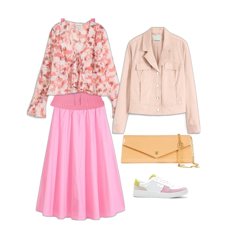 Outfit donna - Skirt&Shirt. Stile Boho per Tutti i giorni. Abbinamento con gonne longuette, blazer, bluse, sneakers, canottiere, pochette.