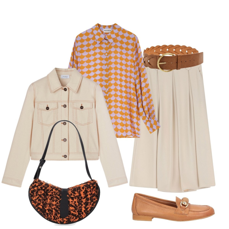Outfit donna - Total look #2115046. Stile Chic per Tutti i giorni. Abbinamento con mocassini, cinture, camicie, gonne longuette, blazer, borse a spalla.