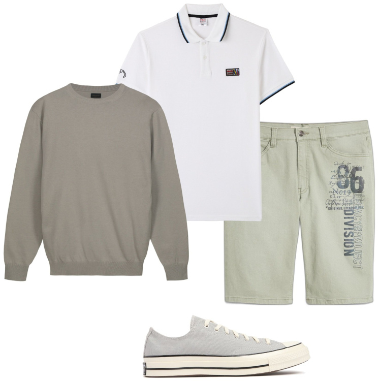 Outfit uomo - Total look #2115068. Stile Casual per Tutti i giorni. Abbinamento con bermuda, polo, maglieria, sneakers.