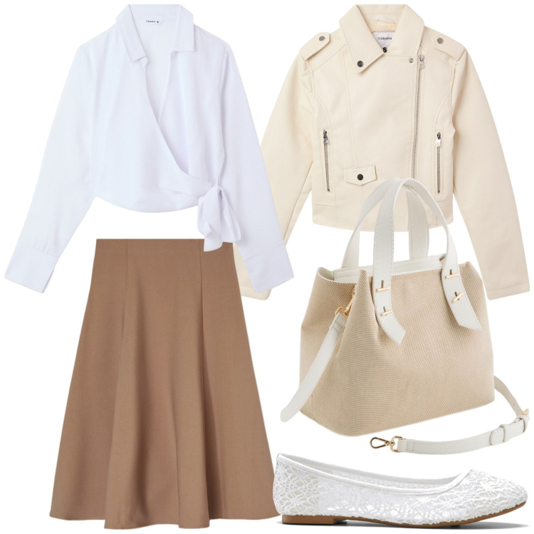 Outfit donna - Total look #2115135. Stile Vintage retrò per Tutti i giorni. Abbinamento con ballerine, giacche, camicie, gonne longuette, borse a mano.