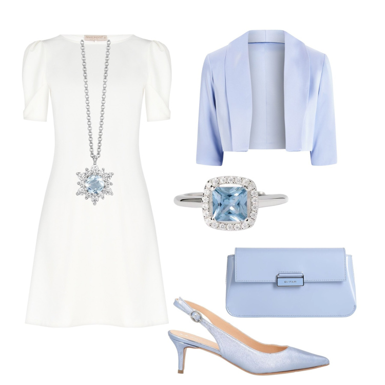 Outfit donna - La collana illumina ! - @susystyle. Stile Chic per Cerimonia. Abbinamento con décolleté, borse a mano, vestiti, bolero, collane, anelli.