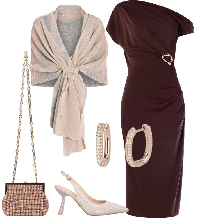 Outfit donna - Eleganza retrò. Stile Vintage retrò per Serata fuori. Abbinamento con décolleté, orecchini, stole, vestiti, clutch.