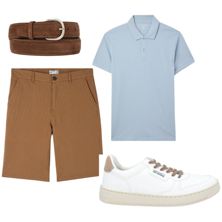 Outfit uomo - Total look #2115229. Stile Casual per Tutti i giorni. Abbinamento con sneakers, bermuda, polo, cinture.