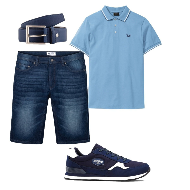 Outfit uomo - Total look #2115238. Stile Casual per Tutti i giorni. Abbinamento con sneakers, polo, bermuda, cinture.