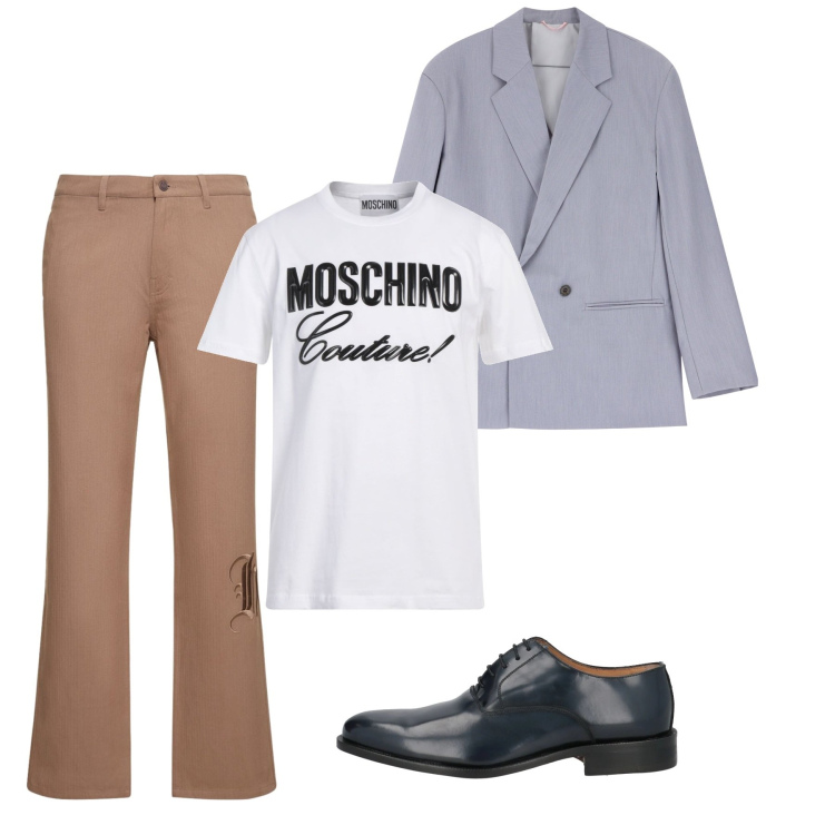 Outfit uomo - Tripla identità. Stile Casual per Tutti i giorni. Abbinamento con scarpe stringate, t-shirt, giacche, pantaloni.
