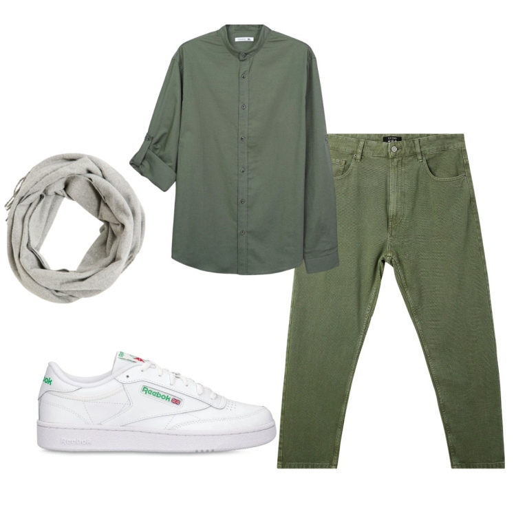 Outfit uomo - Total look #2115258. Stile Casual per Tutti i giorni. Abbinamento con sciarpe, pantaloni, camicie, sneakers.