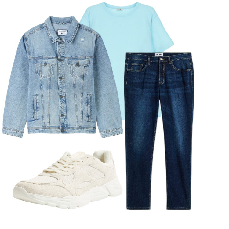 Outfit uomo - Total look #2115271. Stile Casual per Tutti i giorni. Abbinamento con jeans, giacche, sneakers, t-shirt.