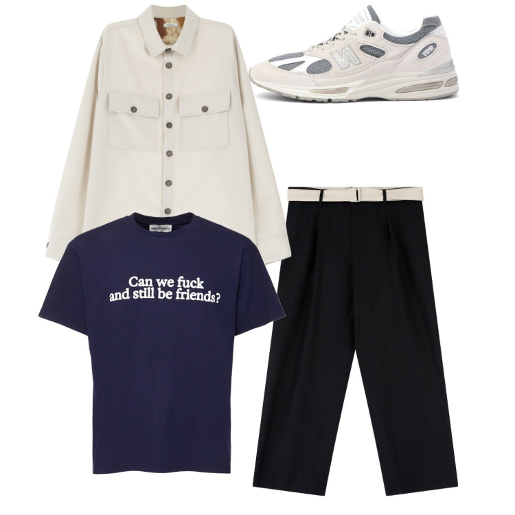 Outfit uomo - Total look. Stile Casual per Tutti i giorni. Abbinamento con pantaloni, camicie, sneakers, t-shirt.