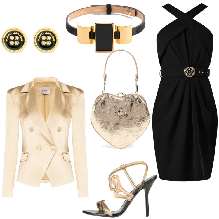 Outfit donna - Una collana per la cerimonia. Stile Chic per Cerimonia. Abbinamento con sandali in pelle, vestiti a tubino, blazer, pochette, collane, orecchini.