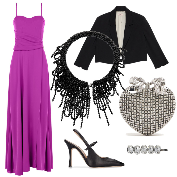 Outfit donna - Gipsy chic. Stile Chic per Cerimonia. Abbinamento con vestiti lunghi, pochette, collane, décolleté, accessori per capelli, bolero.