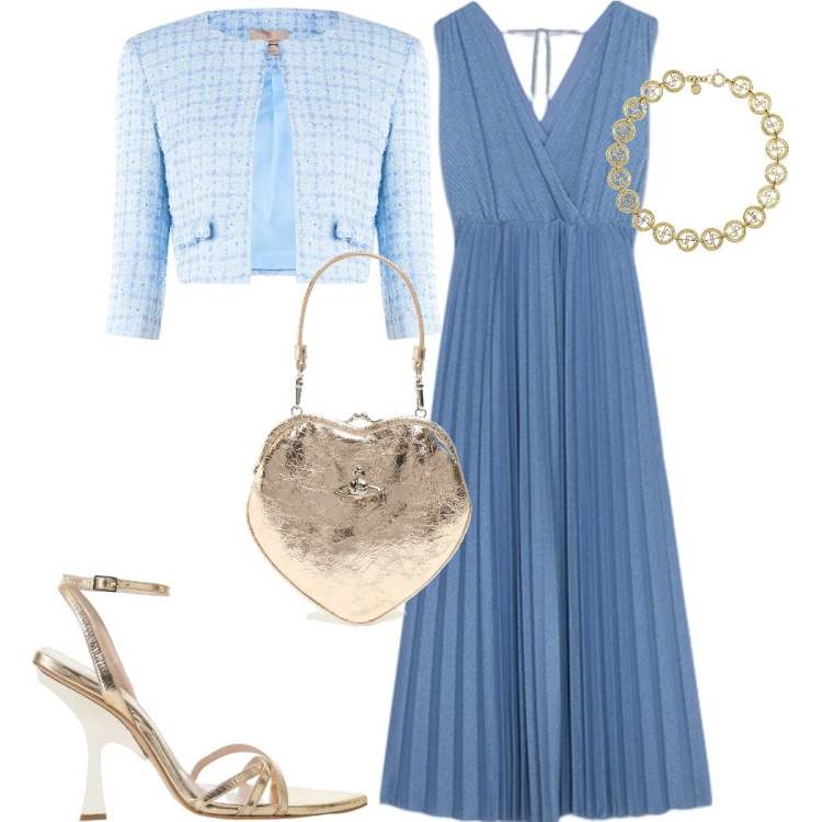 Outfit donna - La collana per la cerimonia. Stile Chic per Cerimonia. Abbinamento con sandali col tacco, bolero, collane, pochette, vestiti lunghi.