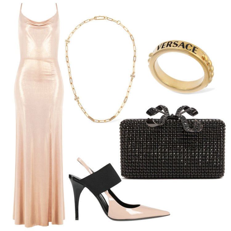 Outfit donna - Total look #2115504. Abbinamento con décolleté, vestiti lunghi, pochette, anelli, collane.