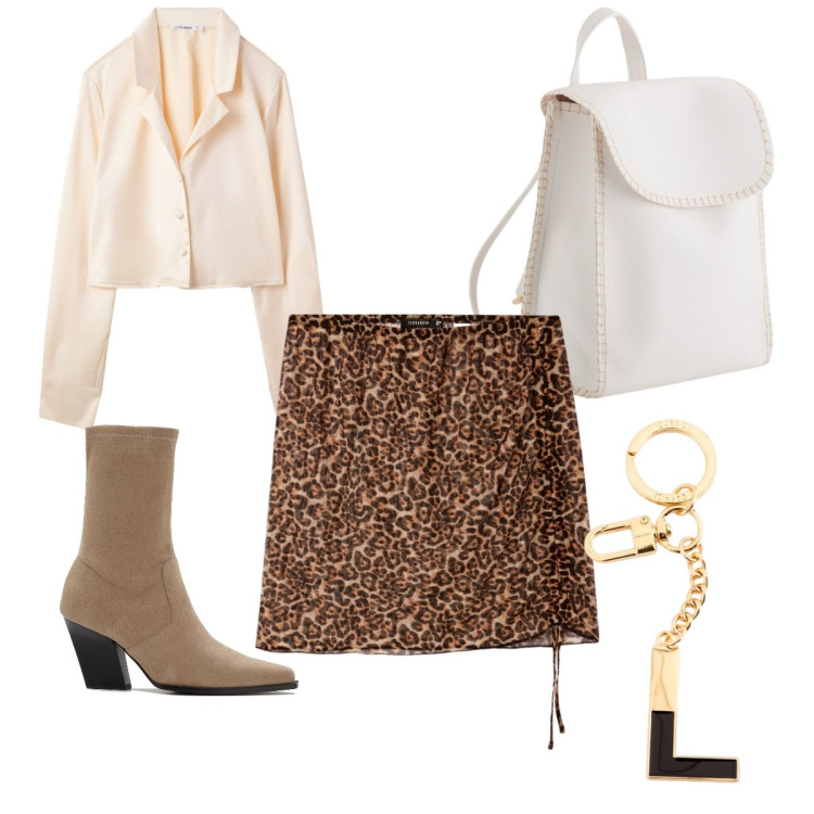 Outfit donna - Total look #2115517. Stile Trendy per Tutti i giorni. Abbinamento con stivaletti, minigonne, camicie, zaini, portachiavi.