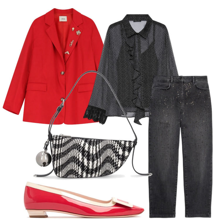 Outfit donna - Linee morbide. Stile Minimal per Tutti i giorni. Abbinamento con blazer, camicie, ballerine, borse a spalla, jeans.