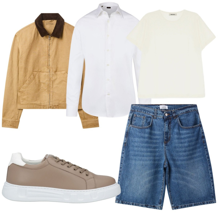Outfit uomo - Total look #2115533. Stile Trendy per Tutti i giorni. Abbinamento con sneakers, cappotti, bermuda, t-shirt, camicie.
