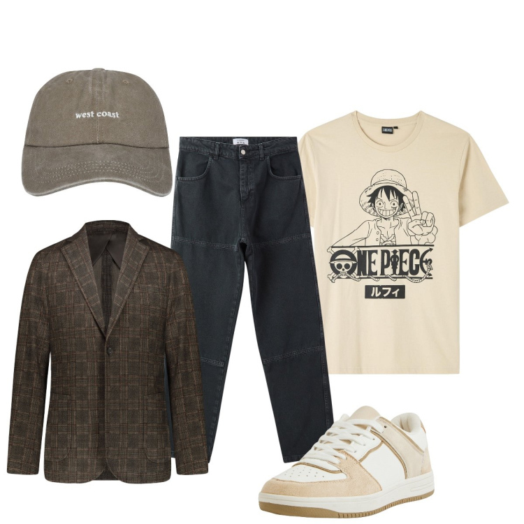 Outfit uomo - Total look #2115565. Stile Casual per Tutti i giorni. Abbinamento con pantaloni, cappelli, t-shirt, sneakers, giacche.
