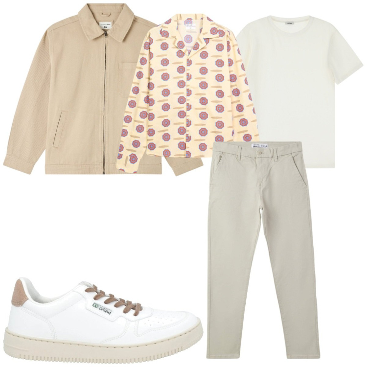Outfit uomo - Total look #2115574. Stile Trendy per Tutti i giorni. Abbinamento con sneakers, giacche, pantaloni chino, camicie, t-shirt.