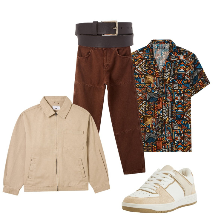 Outfit uomo - Total look #2115596. Stile Casual per Tutti i giorni. Abbinamento con pantaloni, sneakers, camicie a manica corta, giacche, cinture.