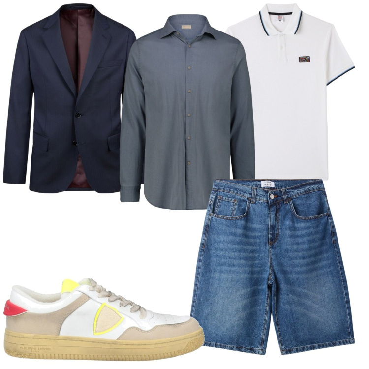 Outfit uomo - Total look #2115606. Stile Trendy per Tutti i giorni. Abbinamento con sneakers, polo, bermuda, abiti, camicie.