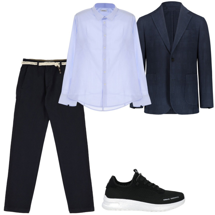 Outfit uomo - Ufficio. Stile Business/Elegante per Ufficio. Abbinamento con sneakers, pantaloni chino, camicie, giacche.