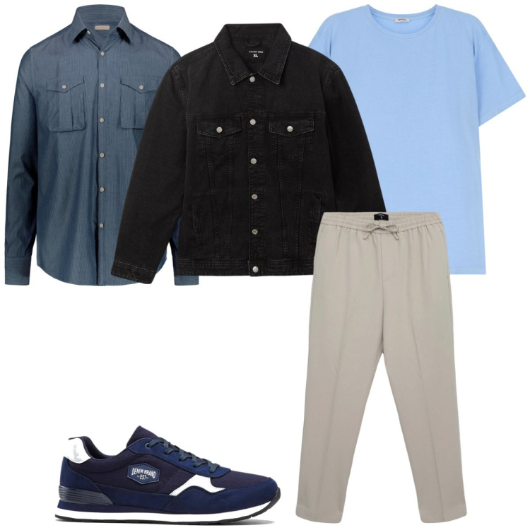 Outfit uomo - Total look #2115629. Stile Trendy per Tutti i giorni. Abbinamento con sneakers, giacche, pantaloni, t-shirt, camicie.