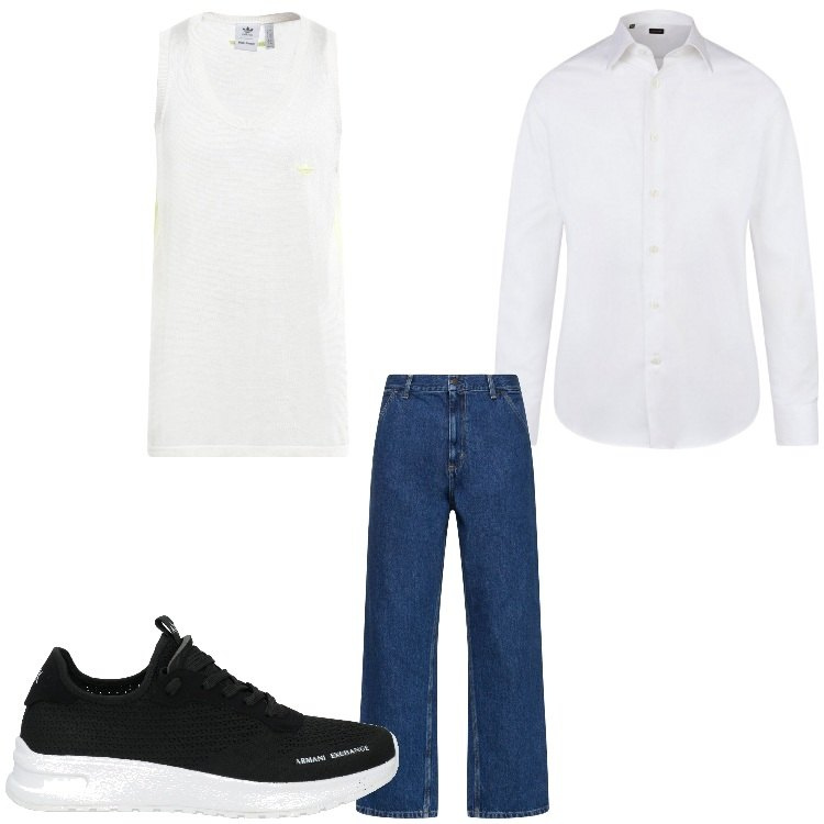 Outfit uomo - sabato aperitivo. Stile Casual per Serata speciale. Abbinamento con sneakers, pullovers, camicie, jeans.