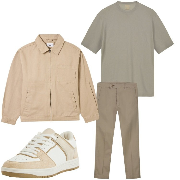 Outfit uomo - Colori neutri. Stile Casual per Tutti i giorni. Abbinamento con sneakers, giacche, pantaloni chino, t-shirt.