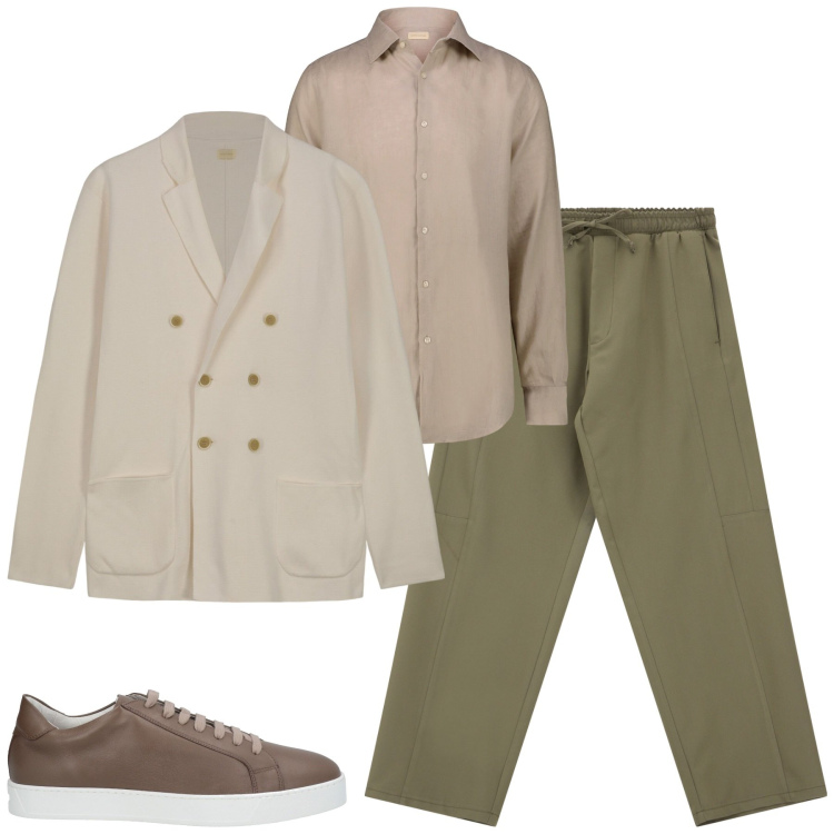 Outfit uomo - In ufficio. Stile Urban per Ufficio. Abbinamento con sneakers, pantaloni cargo, camicie, cardigans.