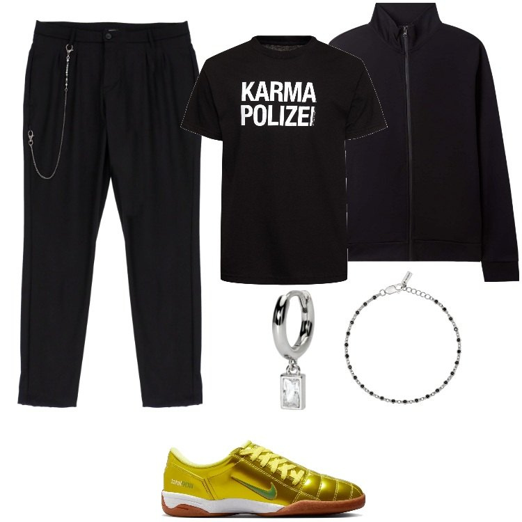 Outfit uomo - Scarpe Dynamic Yellow. Stile Trendy per Tutti i giorni. Abbinamento con felpe sportive, braccialetti, orecchini, pantaloni, t-shirt, sneakers.
