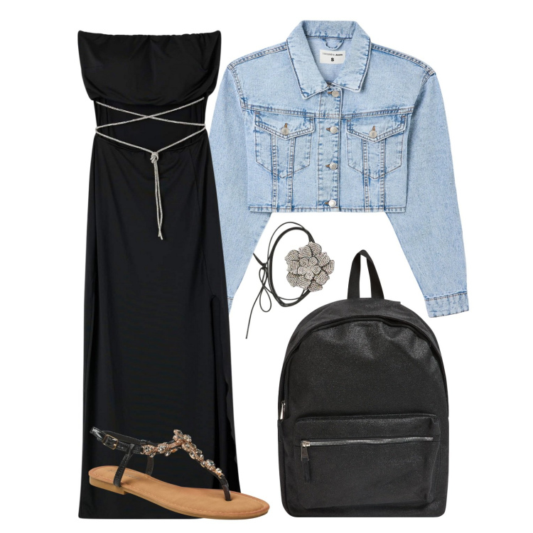 Outfit donna - Prime feste in spiaggia. Stile Etnico per Tutti i giorni. Abbinamento con zaini, collane, blazer, vestiti lunghi, sandali gioiello.