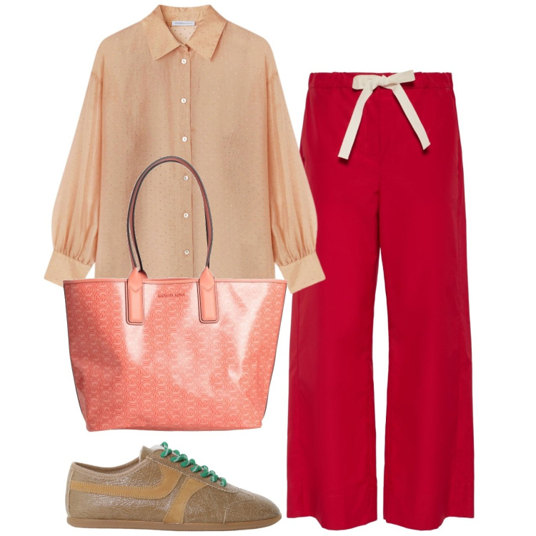 Outfit donna - Movimento. Stile Basic per Tutti i giorni. Abbinamento con borse a mano, sneakers, pantaloni, camicie.