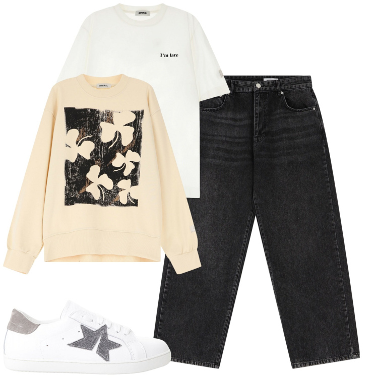 Outfit uomo - Total look #2115930. Stile Casual per Tutti i giorni. Abbinamento con felpe, t-shirt, sneakers, jeans dritti.