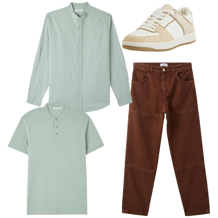 Outfit uomo - Total look. Stile Casual per Tutti i giorni. Abbinamento con camicie, t-shirt, pantaloni, sneakers.