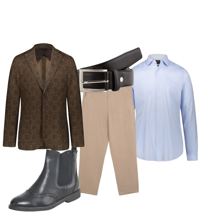 Outfit uomo - In ufficio. Stile Trendy per Ufficio. Abbinamento con stivali e stivaletti, pantaloni chino, camicie, giacche, cinture.